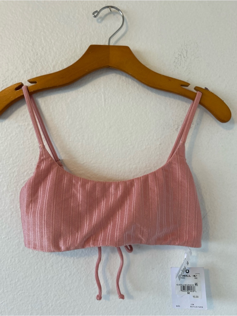 O’Neill Ribbed Pink Bikini Top Size M